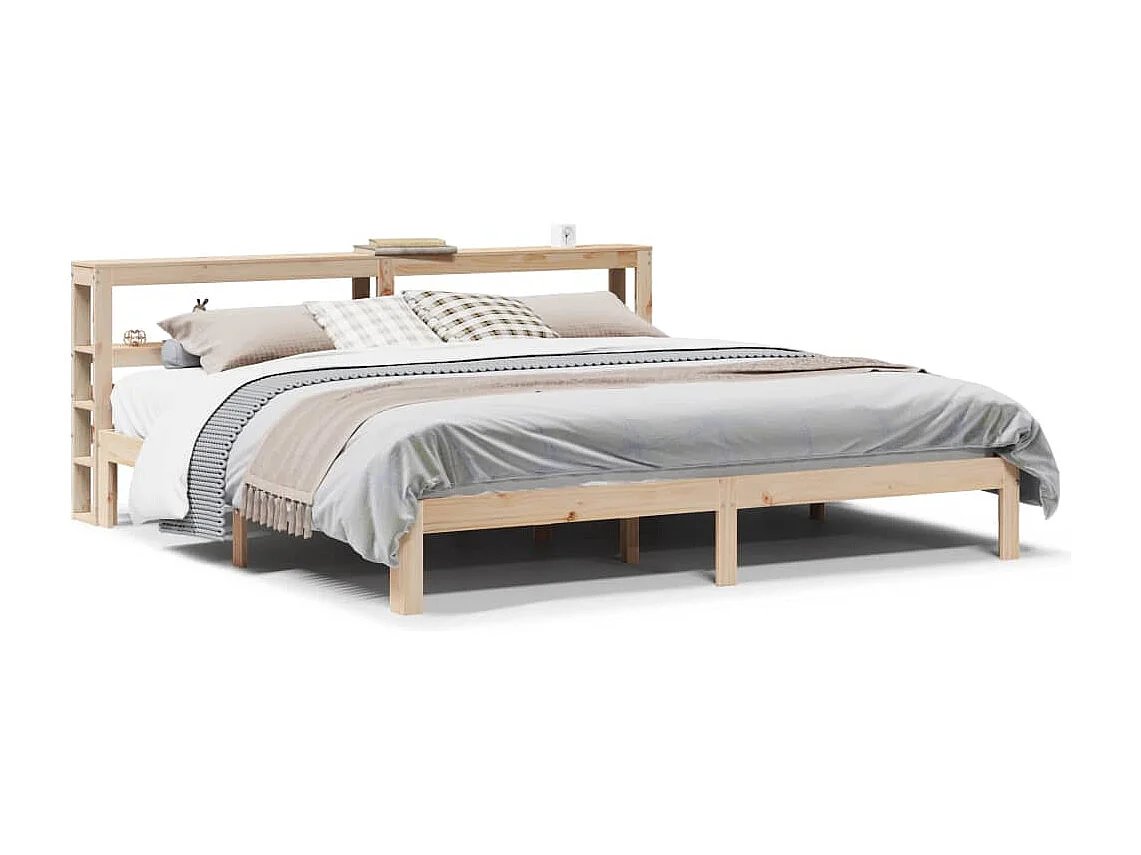 Bedframe met hoofdbord massief grenenhout 200x200 cm