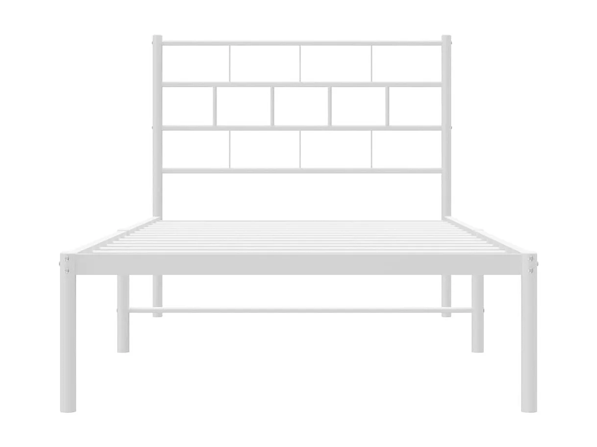 Cadre de lit métal sans matelas et tête de lit blanc 107x203 cm