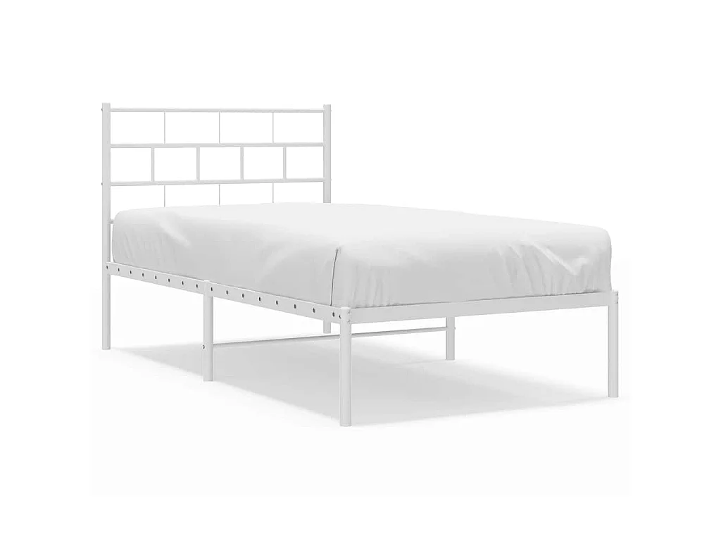 Bedframe met hoofdbord metaal wit 107x203 cm