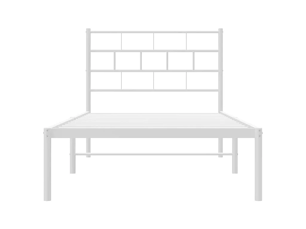 Bedframe met hoofdbord metaal wit 107x203 cm