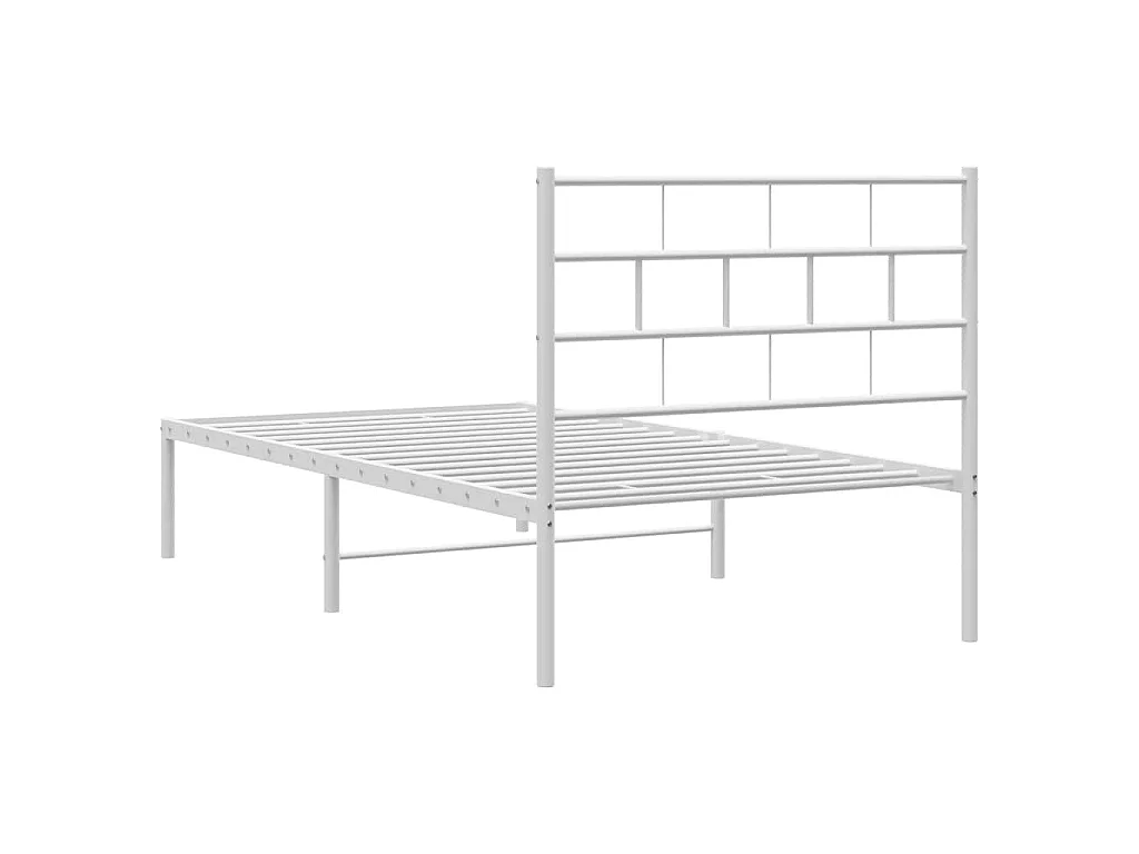 Bedframe met hoofdbord metaal wit 107x203 cm