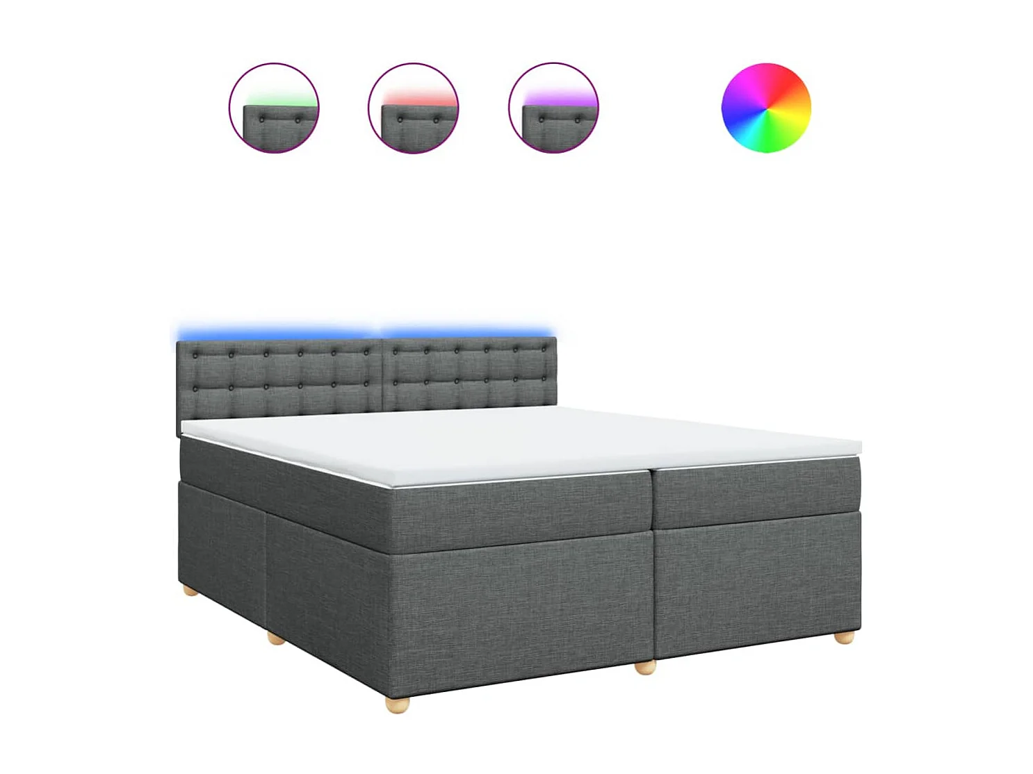 Boxspringbett mit Matratze Dunkelgrau 200x200 cm Stoff