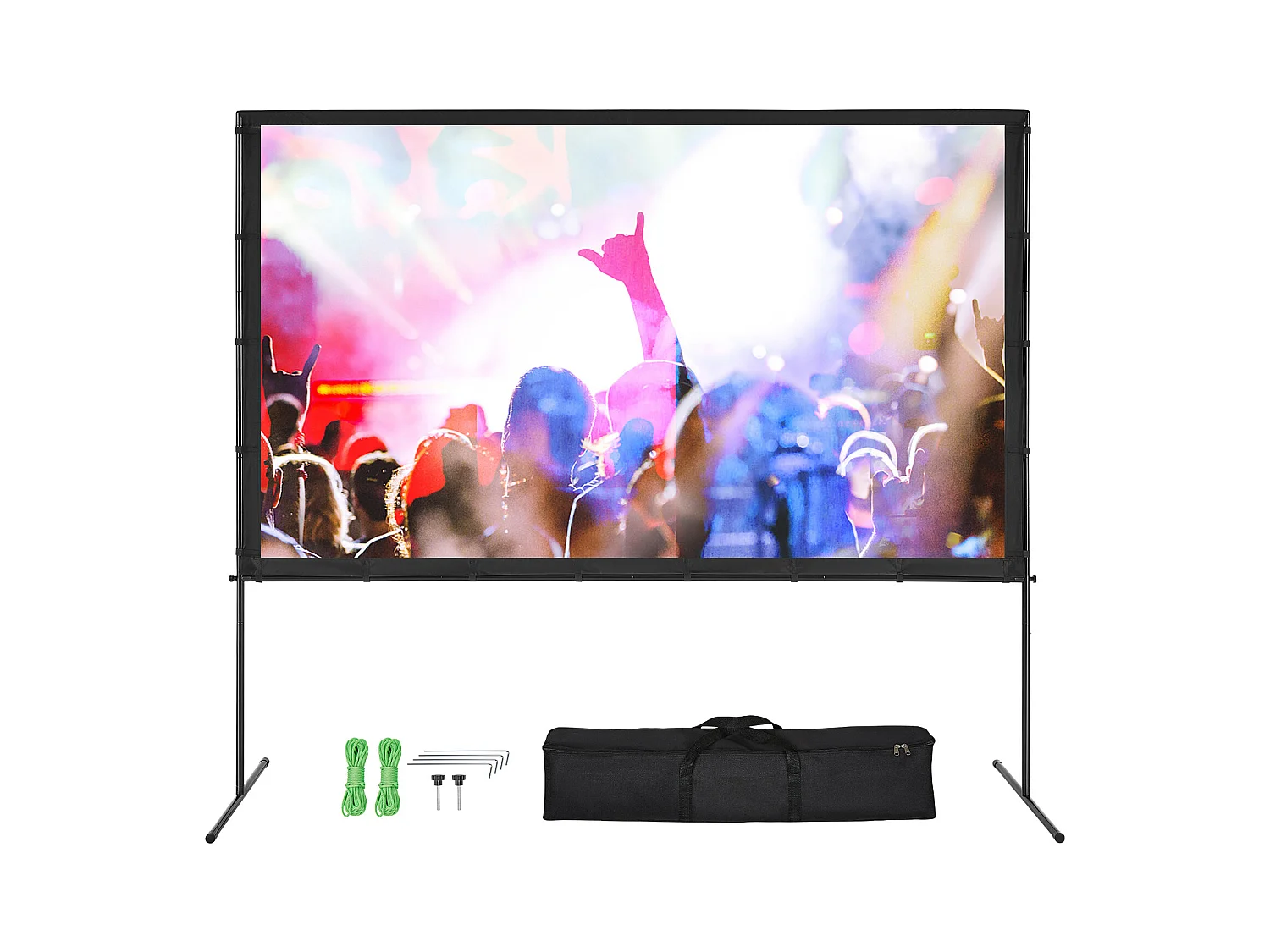 Écran de Projection SucceBuy sur Pied Portable, 254 cm, 16:9 HD Double Face Anti-Plis Grand Angle de Vision, pour Vidéoprojecteurs Cinéma Maison