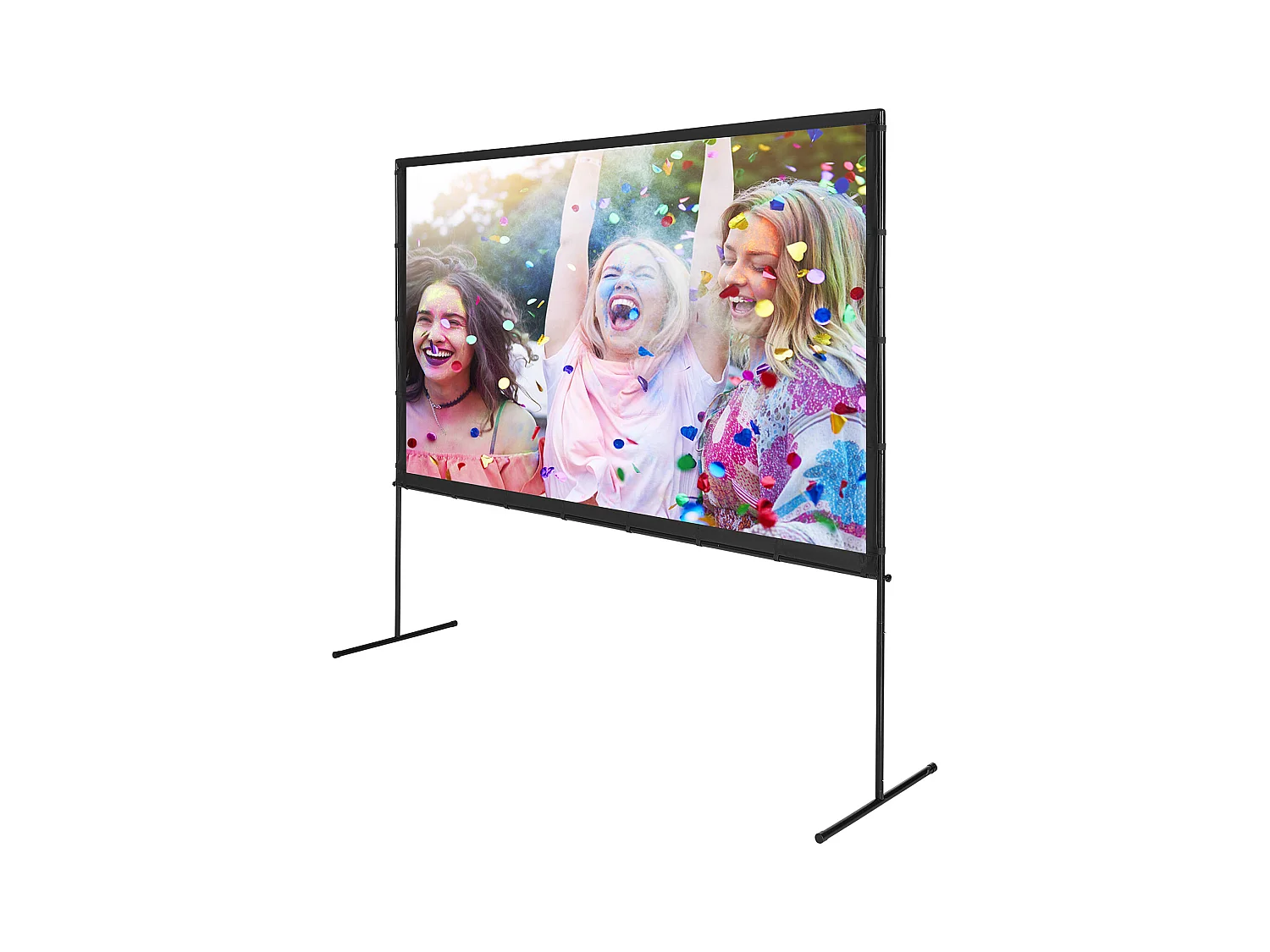 Écran de Projection SucceBuy sur Pied Portable, 254 cm, 16:9 HD Double Face Anti-Plis Grand Angle de Vision, pour Vidéoprojecteurs Cinéma Maison