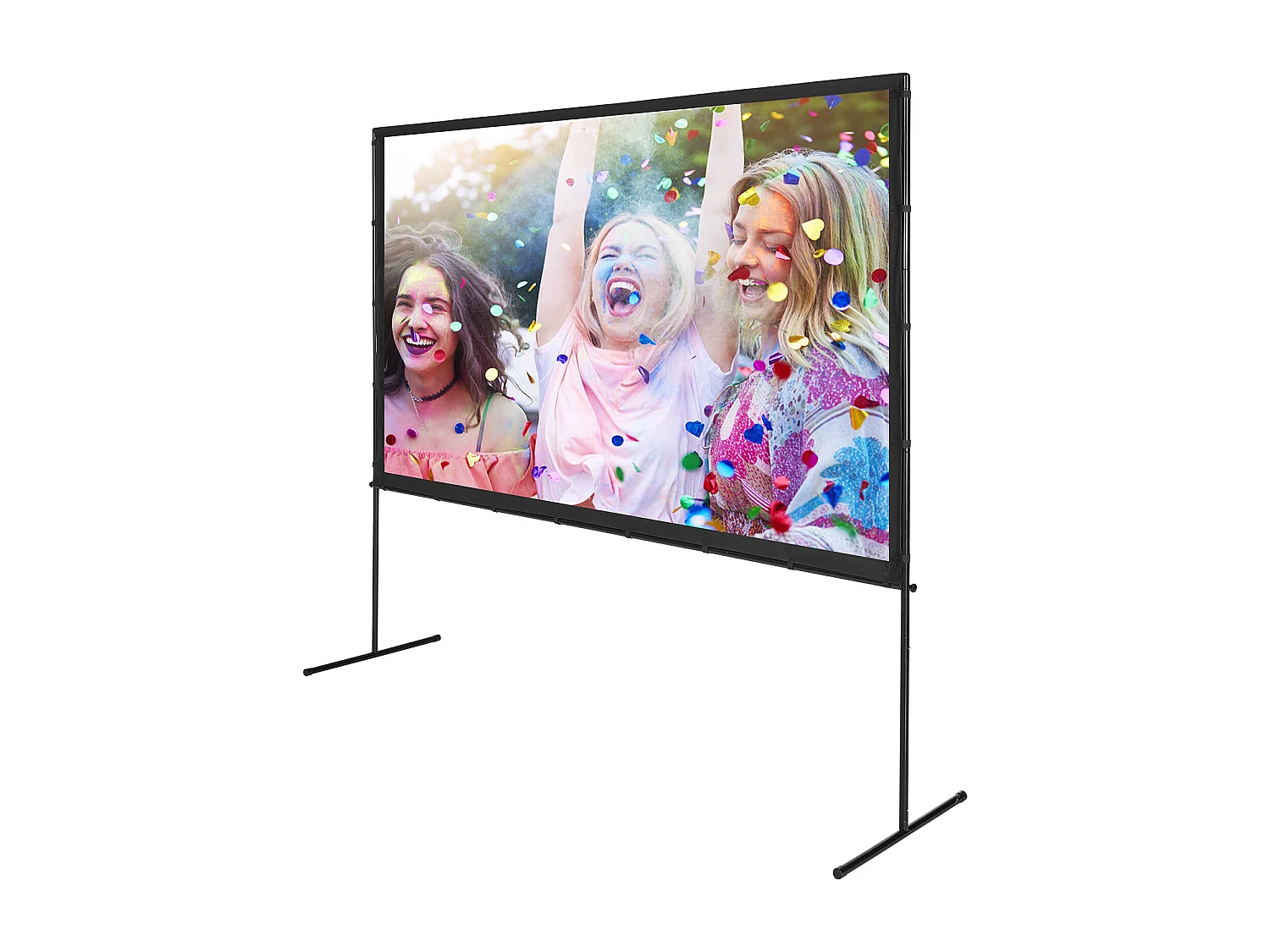 Écran de Projection SucceBuy sur Pied Portable, 254 cm, 16:9 HD Double Face Anti-Plis Grand Angle de Vision, pour Vidéoprojecteurs Cinéma Maison