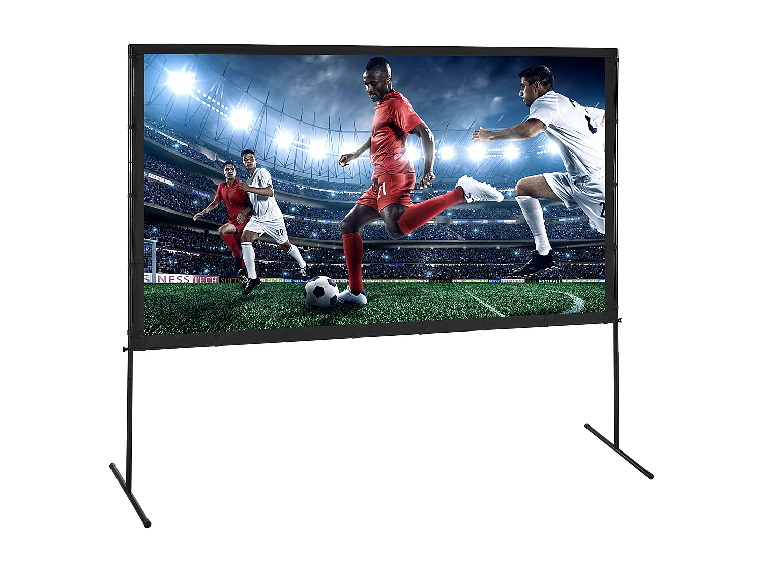 Écran de Projection SucceBuy sur Pied Portable, 254 cm, 16:9 HD Double Face Anti-Plis Grand Angle de Vision, pour Vidéoprojecteurs Cinéma Maison