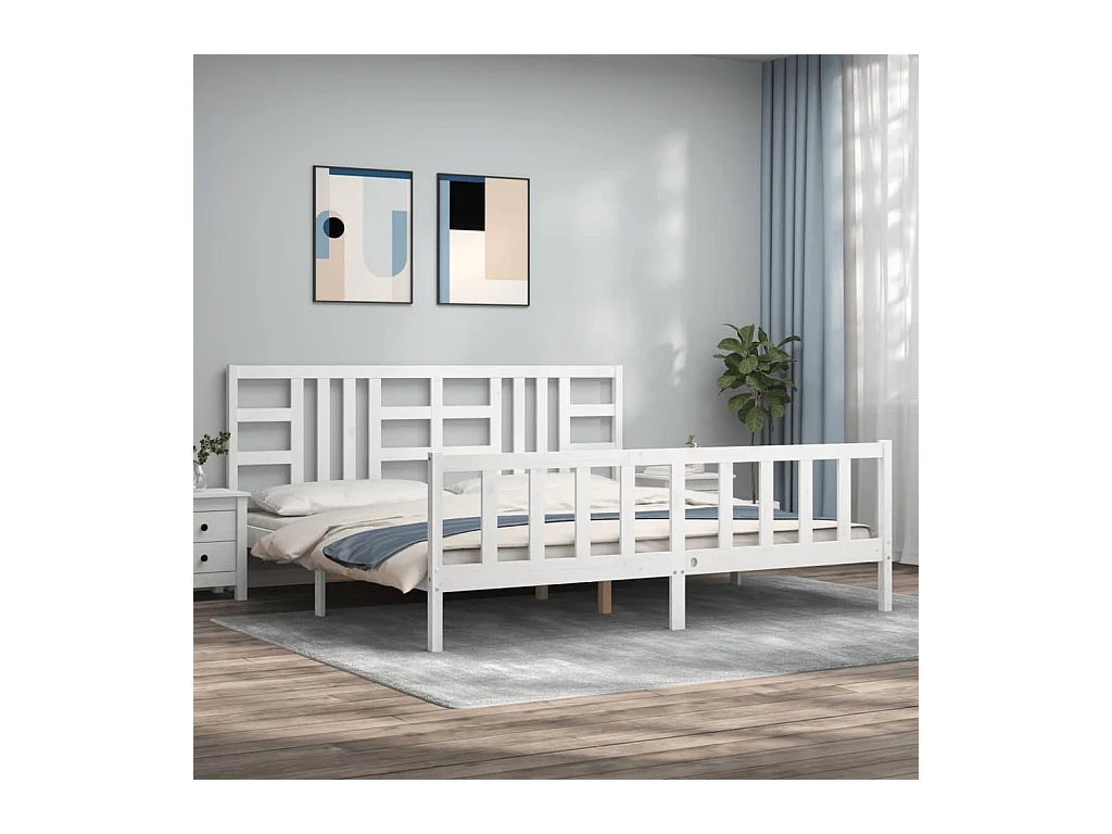 Giroletto senza Materasso Bianco 200x200 cm Legno Massello Pino