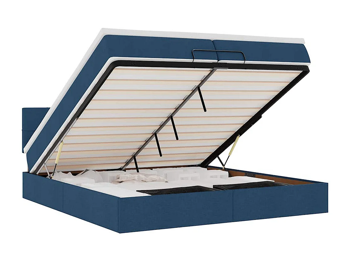 Ottoman bed met matrassen en LED's 200x200cm stof blauw