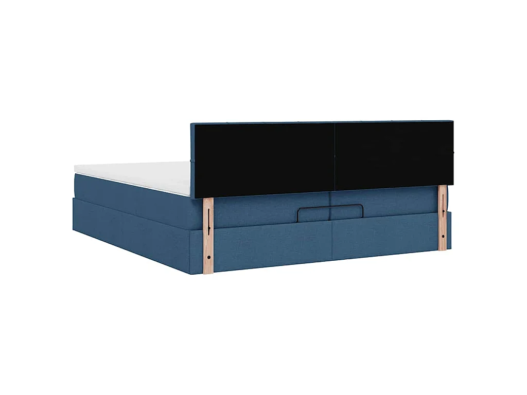Struttura Letto Pouf con Materassi Blu 200x200 cm in Tessuto