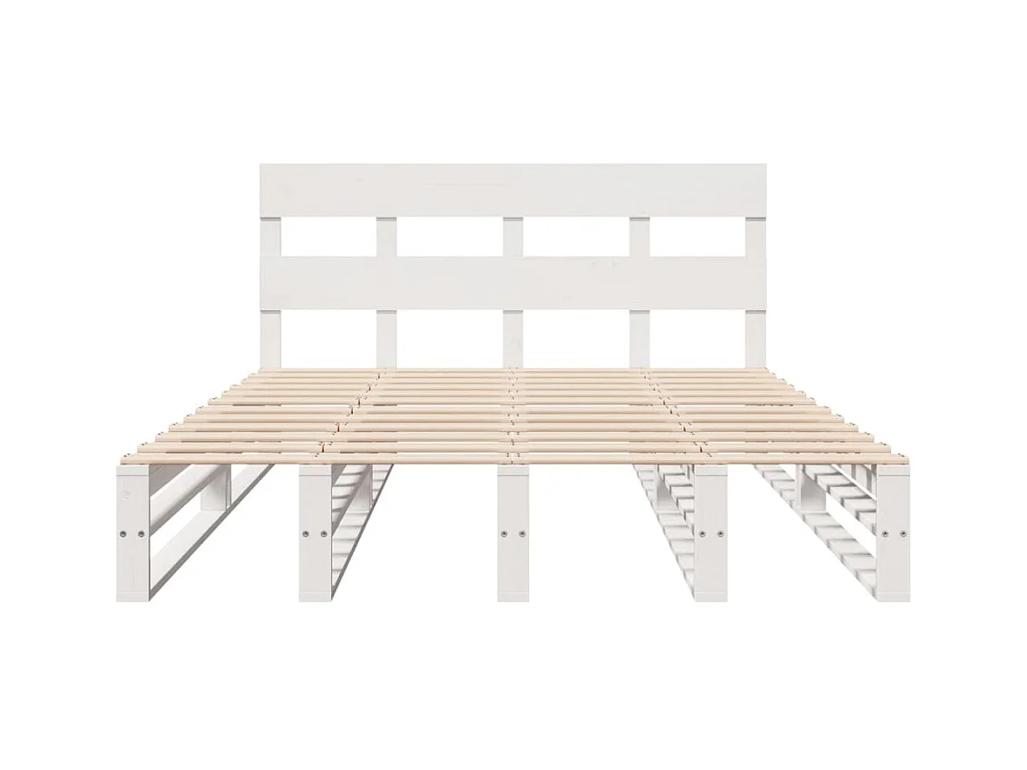 Cadre de lit sans matelas blanc 150x200 cm bois de pin massif