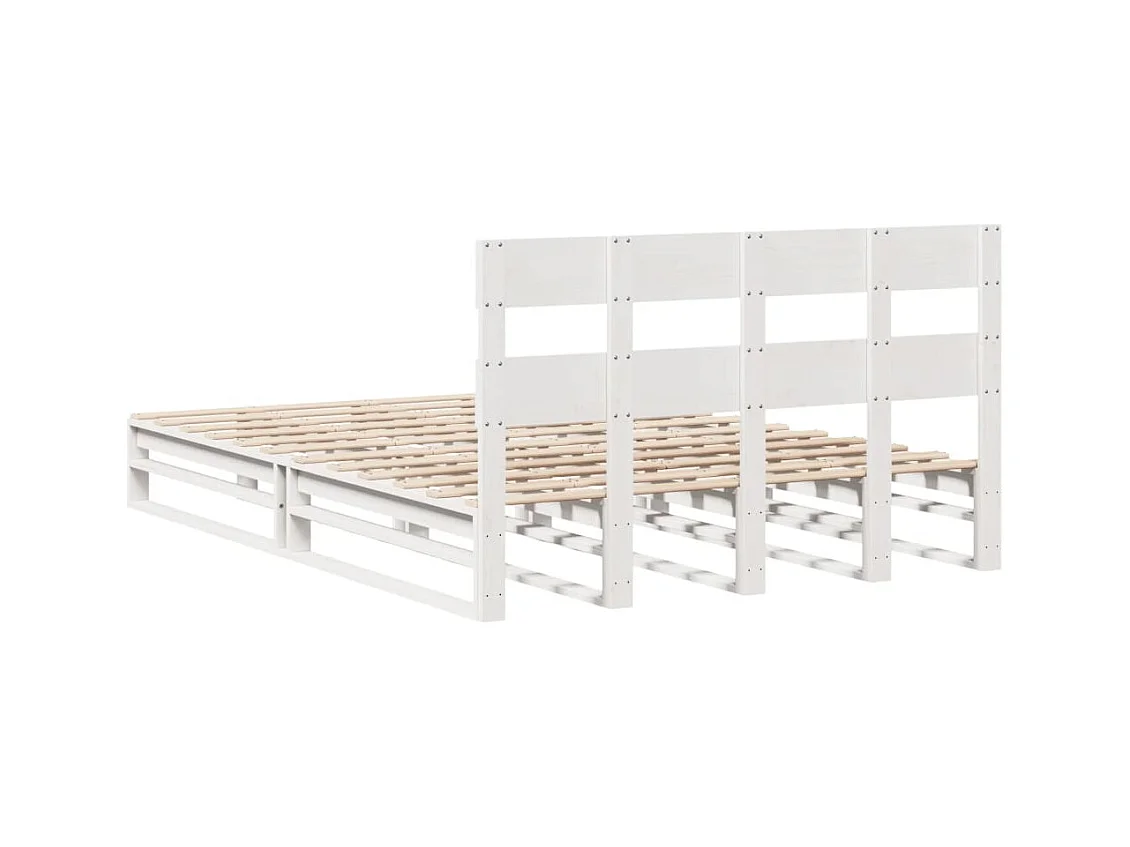 Cadre de lit sans matelas blanc 150x200 cm bois de pin massif