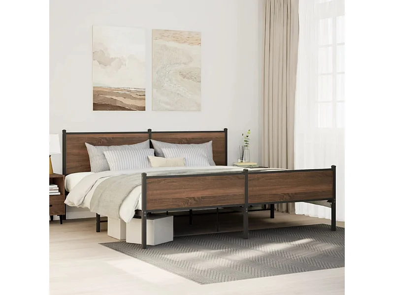 Giroletto senza Materaso in Metallo Rovere Marrone 200x200 cm