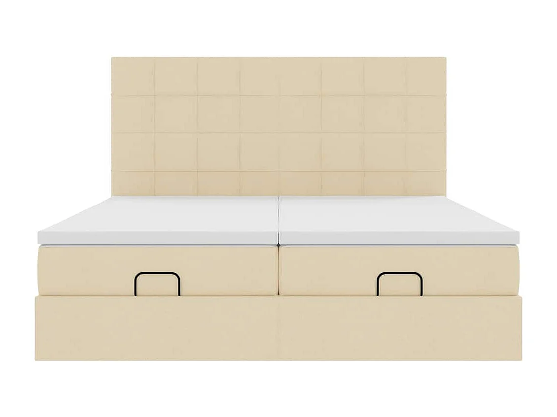 Ottoman bed met matrassen en LED's 200x200cm stof crèmekleurig