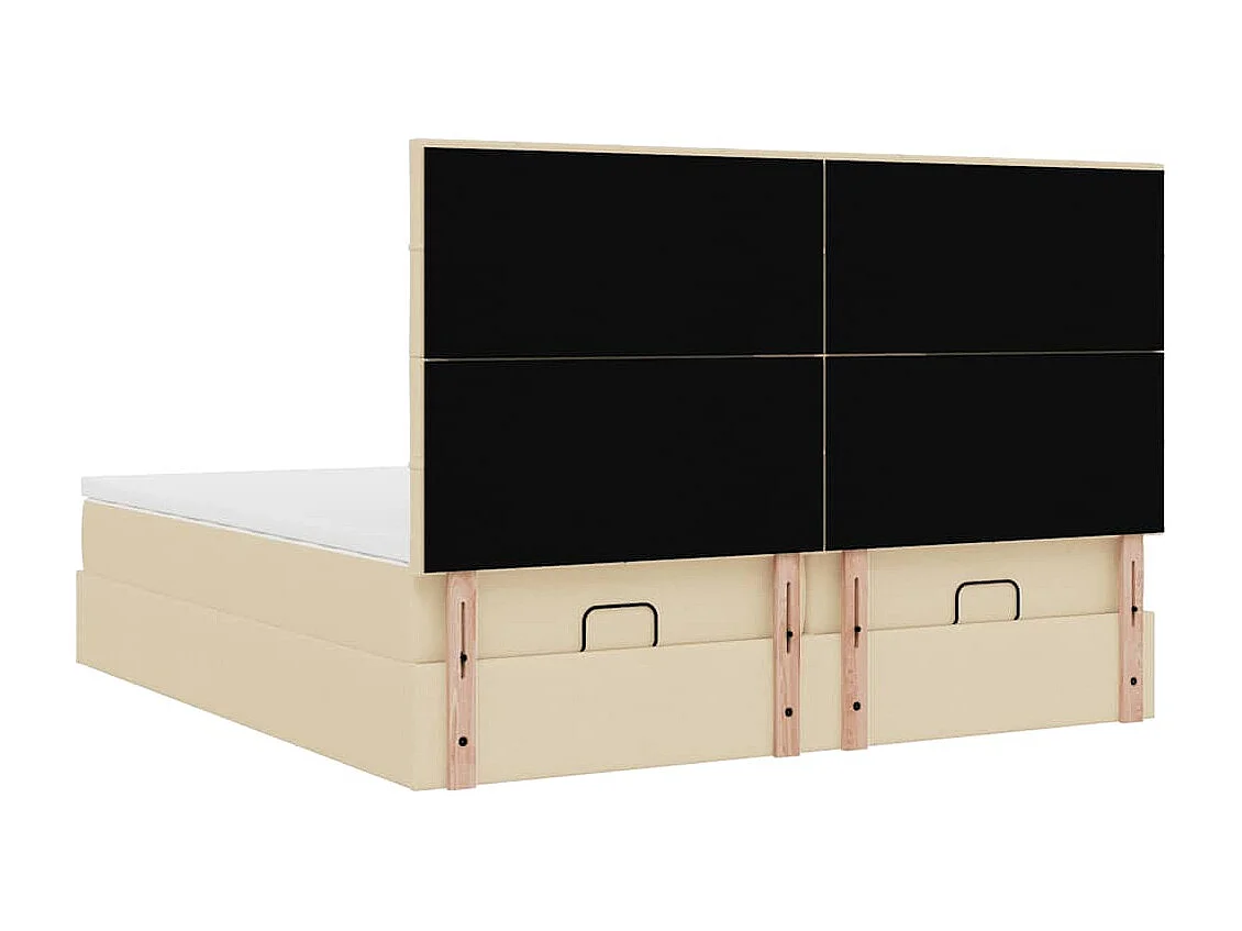 Ottoman bed met matrassen en LED's 200x200cm stof crèmekleurig