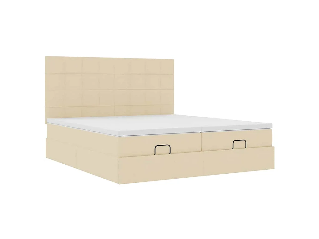 Ottoman bed met matrassen en LED's 200x200cm stof crèmekleurig