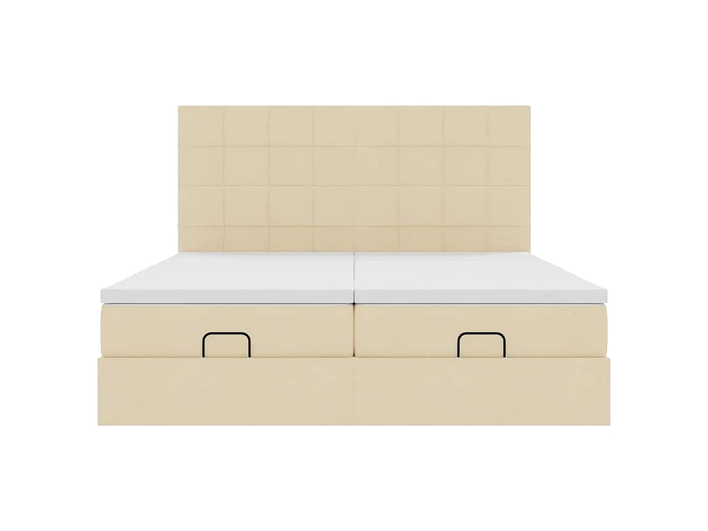 Ottoman bed met matrassen en LED's 200x200cm stof crèmekleurig