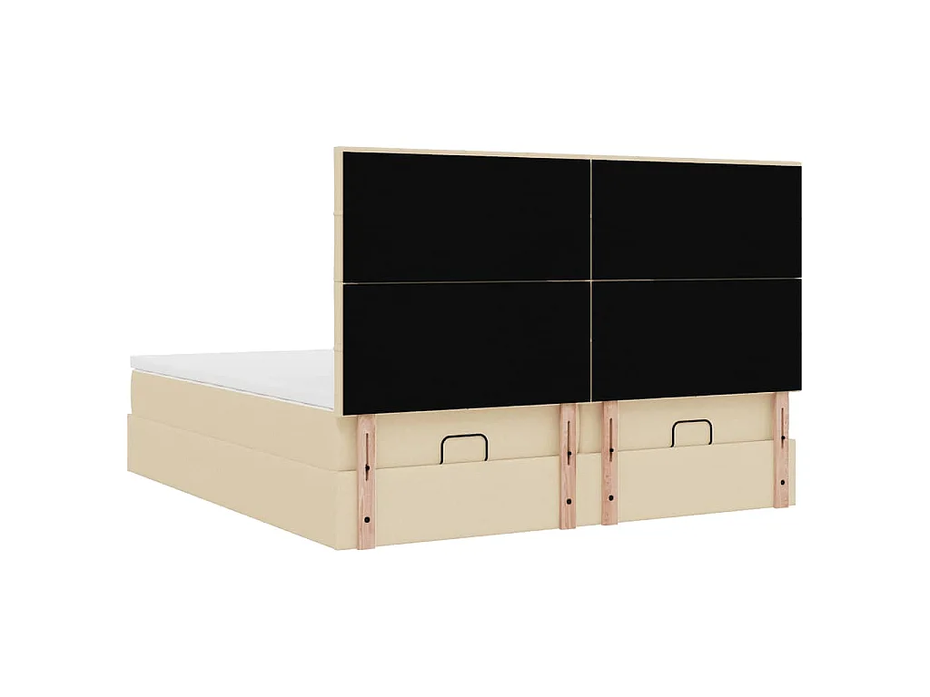 Ottoman bed met matrassen en LED's 200x200cm stof crèmekleurig