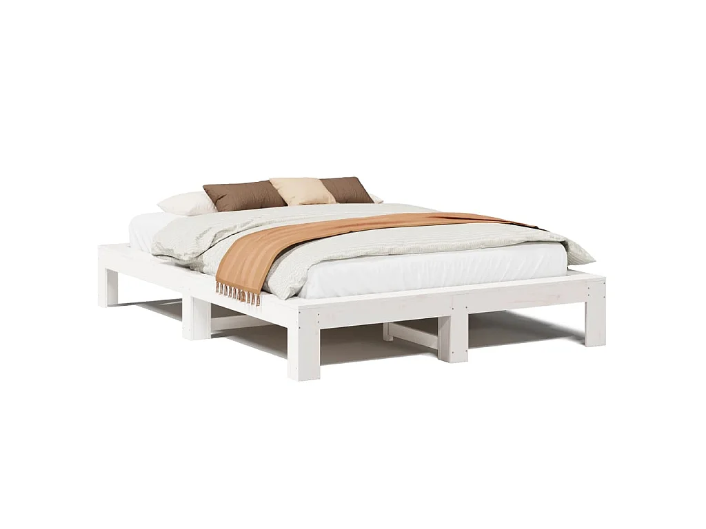 Bedframe zonder matras massief grenenhout wit 150x200 cm