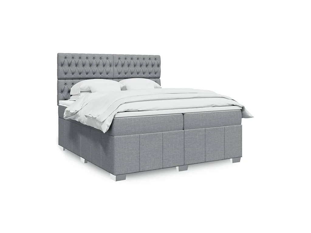 Sommier à lattes de lit avec matelas Gris clair 200x200cm Tissu