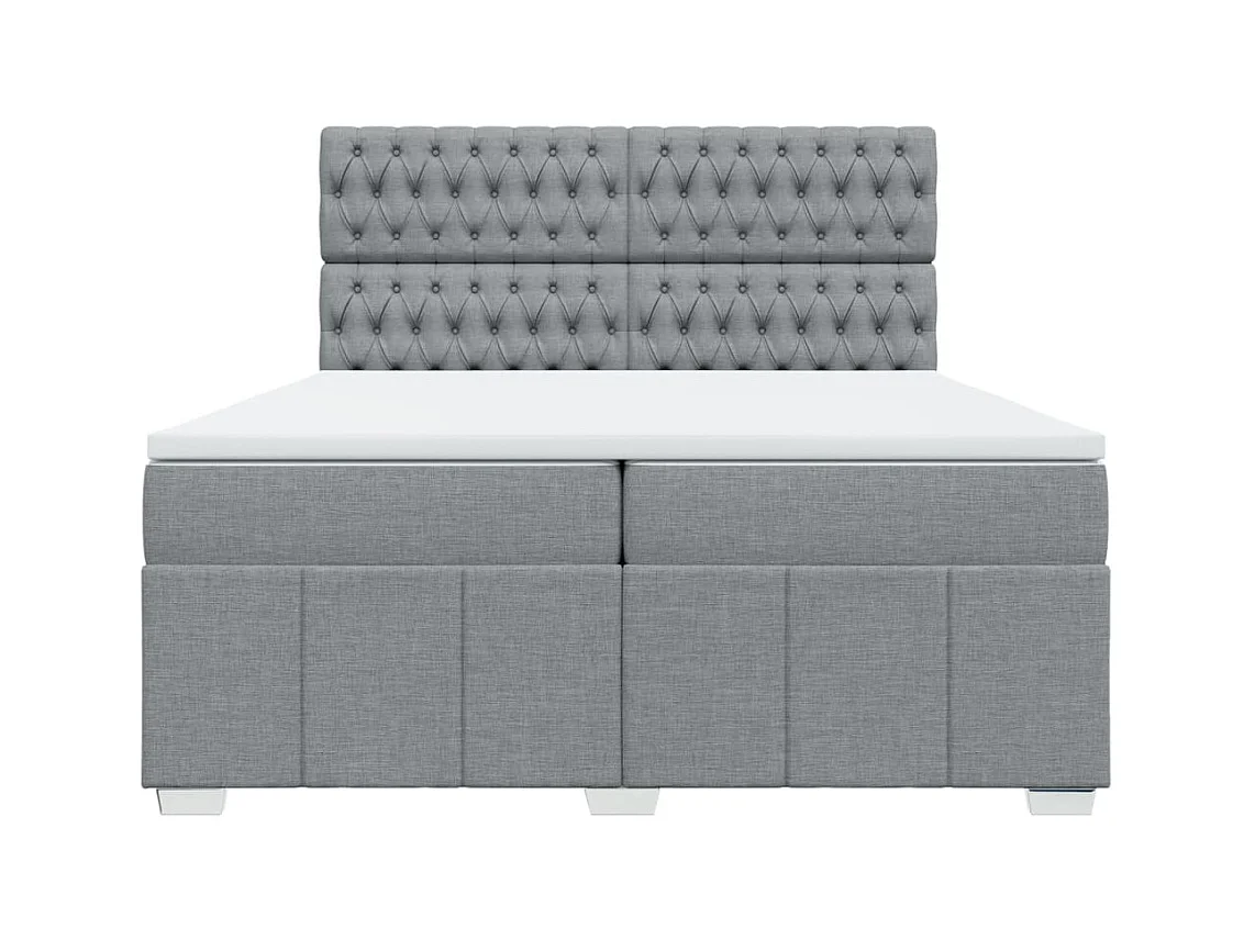 Sommier à lattes de lit avec matelas Gris clair 200x200cm Tissu