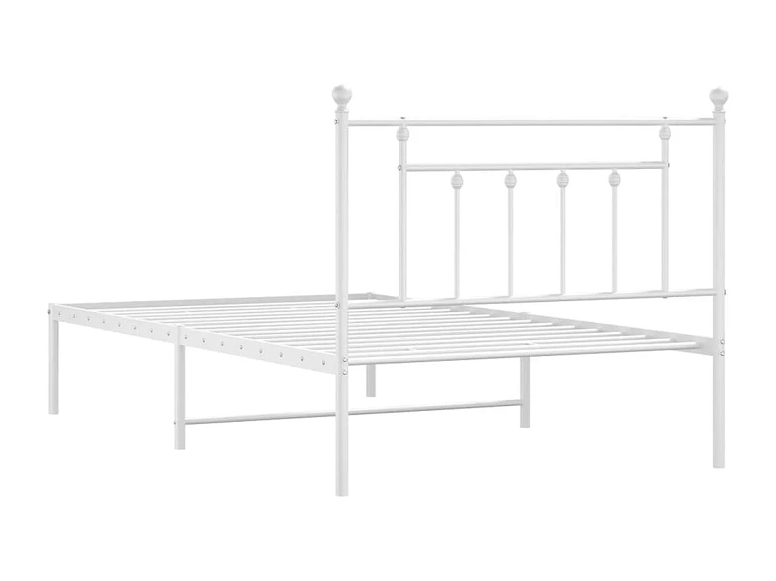 Cadre de lit métal sans matelas et tête de lit blanc 107x203 cm