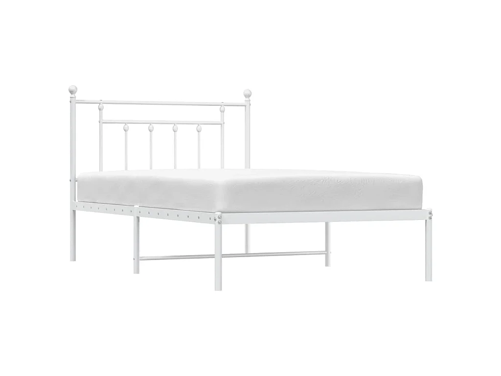 Bettgestell mit Kopfteil Metall Weiß 107x203 cm