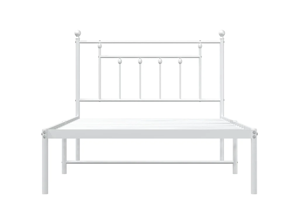 Bettgestell mit Kopfteil Metall Weiß 107x203 cm