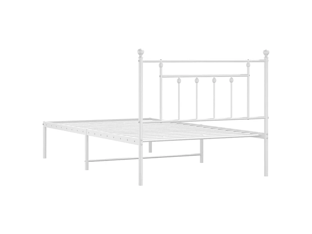 Bettgestell mit Kopfteil Metall Weiß 107x203 cm