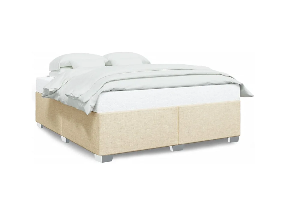 Cadre de lit sans matelas crème 200x200 cm tissu