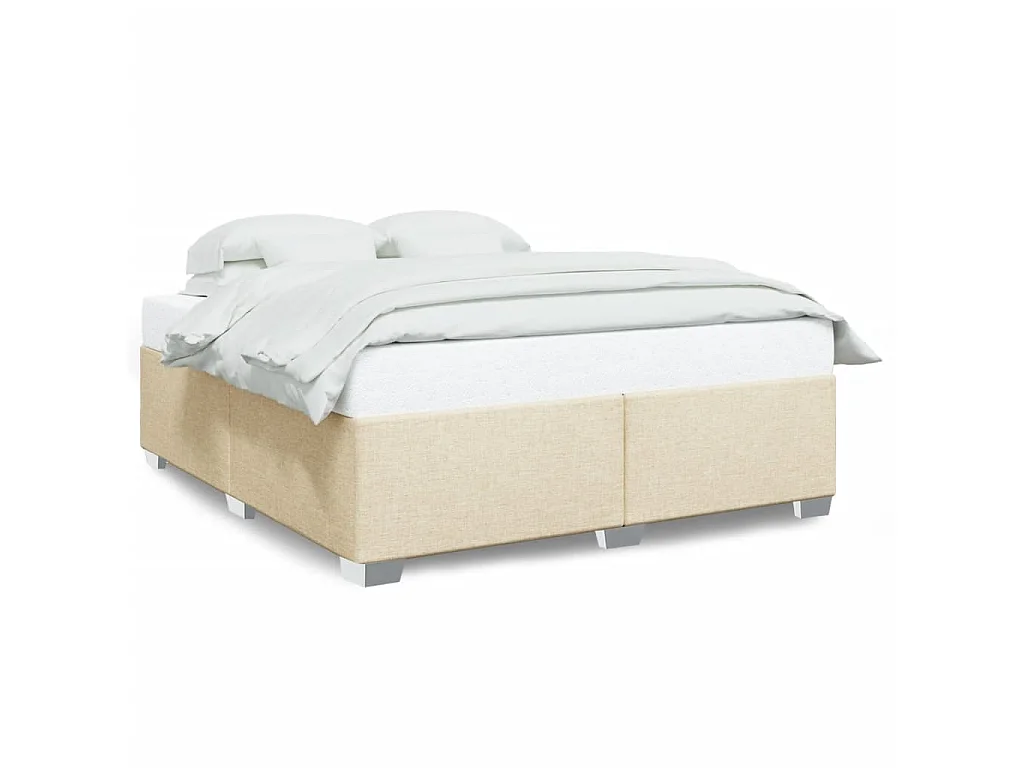 Bettgestell ohne Matratze Creme 200x200 cm Stoff