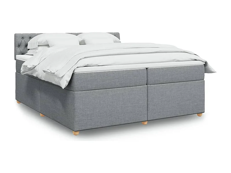 Boxspringbett mit Matratze Hellgrau 200x200 cm Stoff