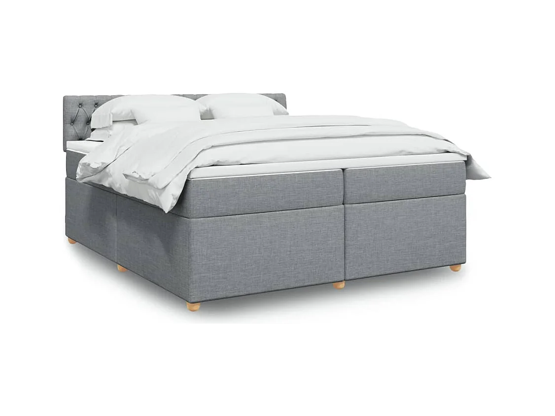 Sommier à lattes de lit avec matelas Gris clair 200x200cm Tissu