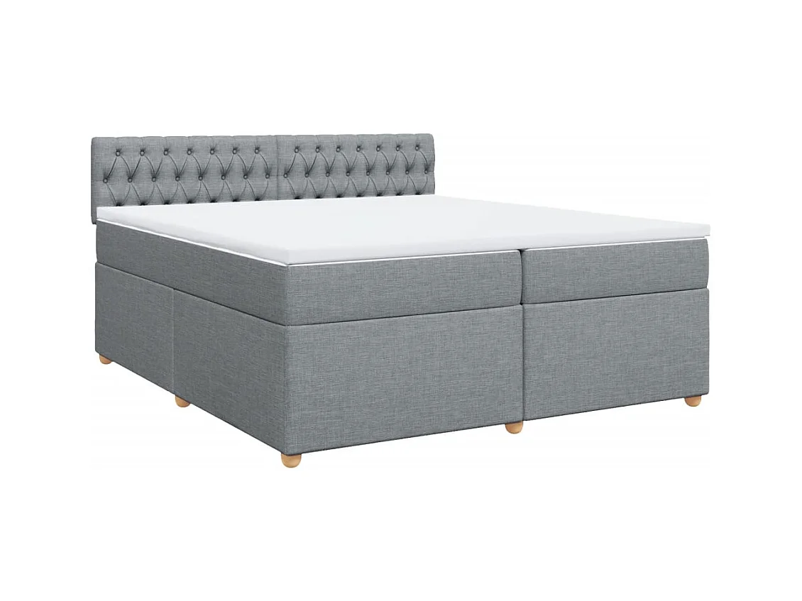 Sommier à lattes de lit avec matelas Gris clair 200x200cm Tissu