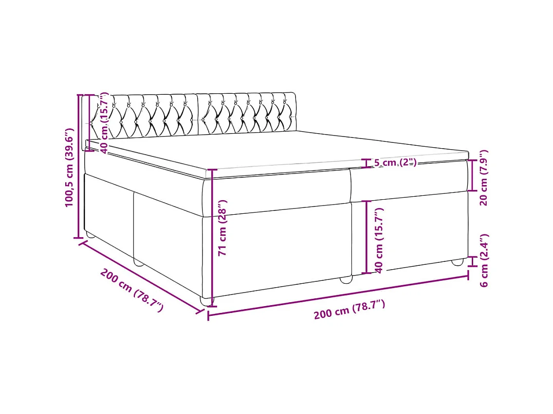 Sommier à lattes de lit avec matelas Gris clair 200x200cm Tissu