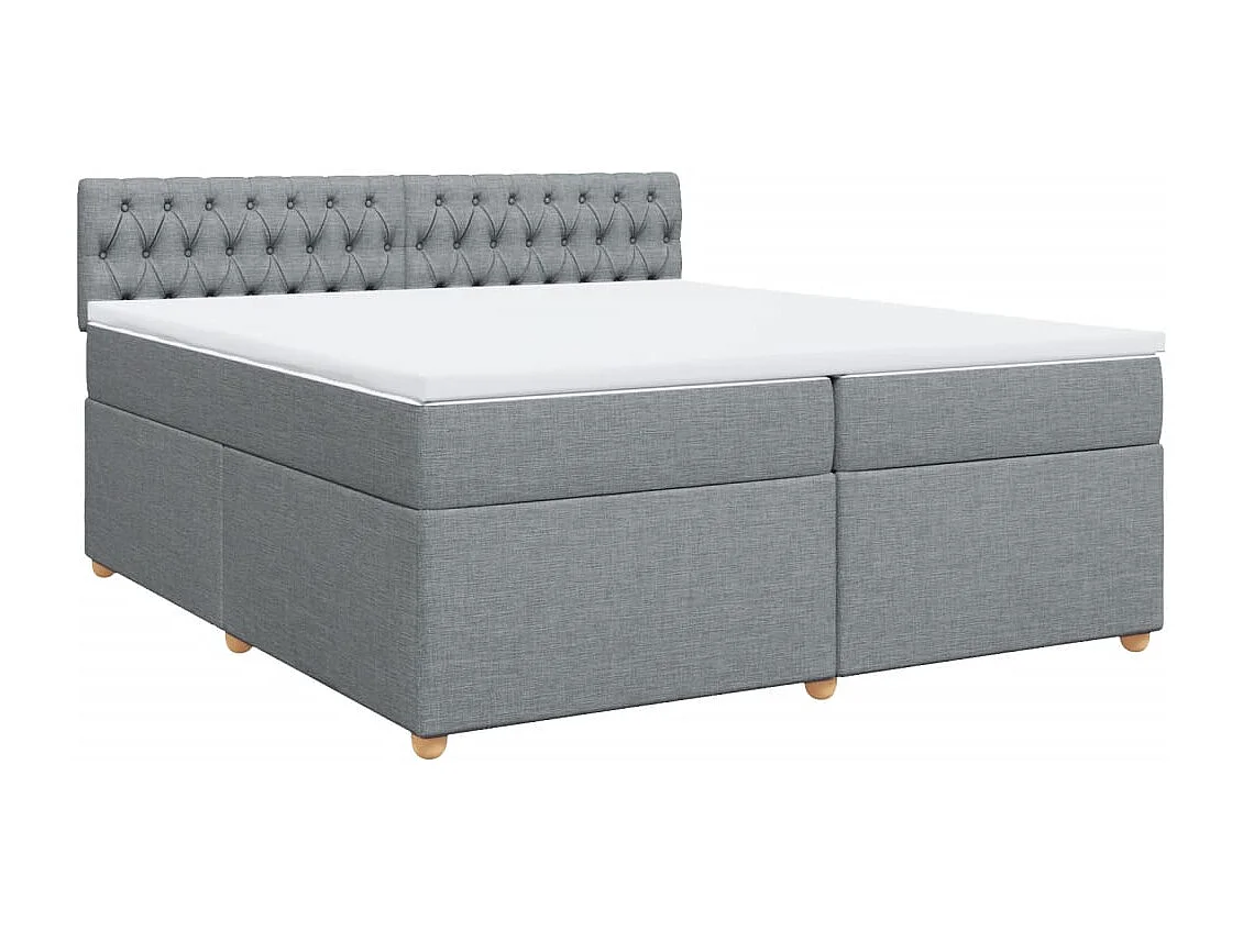 Boxspringbett mit Matratze Hellgrau 200x200 cm Stoff