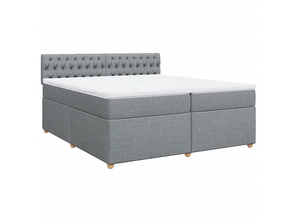 Sommier à lattes de lit avec matelas Gris clair 200x200cm Tissu