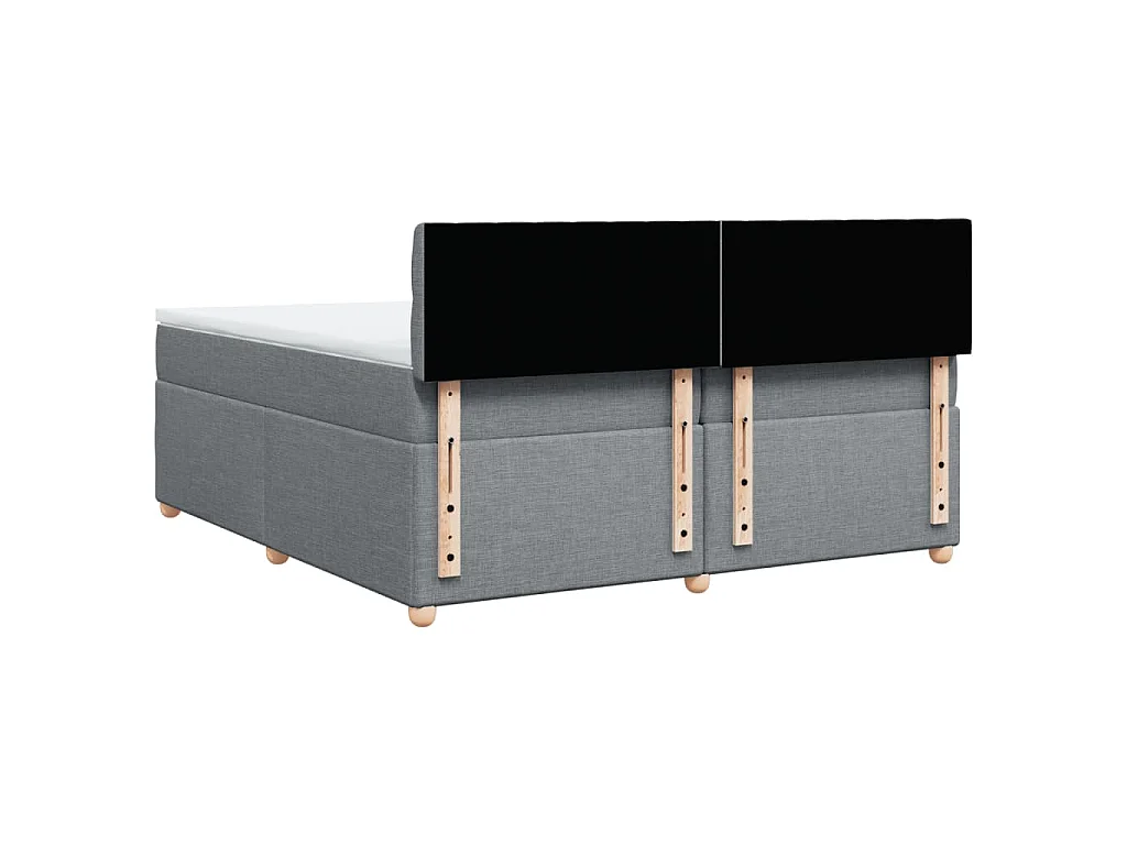 Sommier à lattes de lit avec matelas Gris clair 200x200cm Tissu