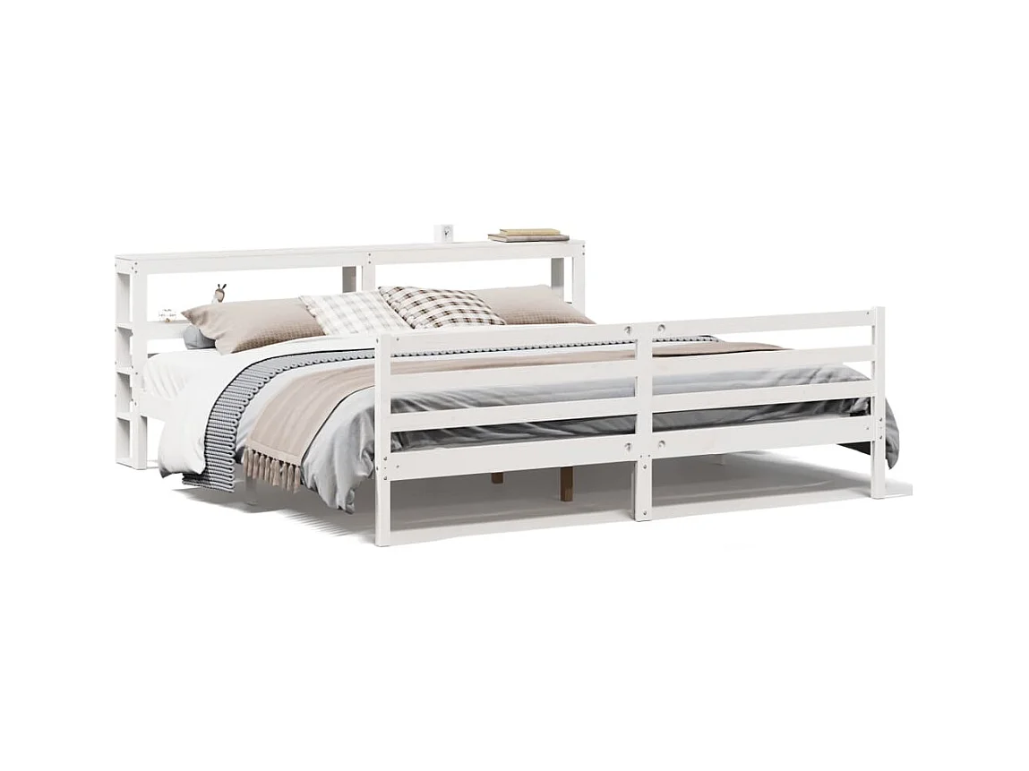 Bedframe zonder matras massief grenenhout wit 200x200 cm