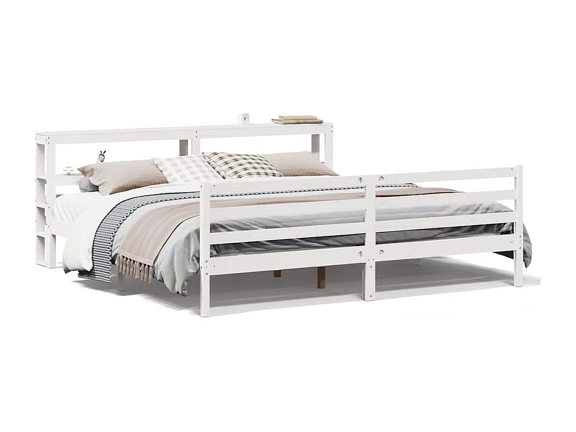Bedframe zonder matras massief grenenhout wit 200x200 cm