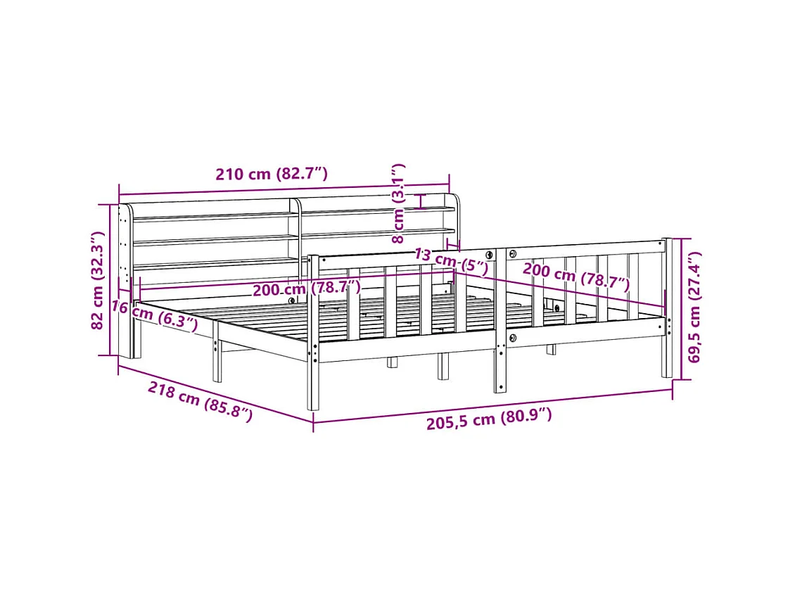 Massivholzbett ohne Matratze 200x200 cm Kiefer