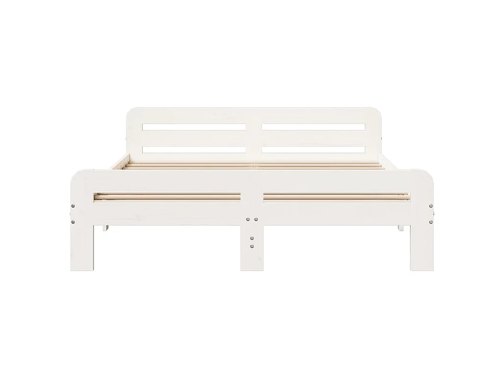 Bedframe zonder matras massief grenenhout wit 150x200 cm