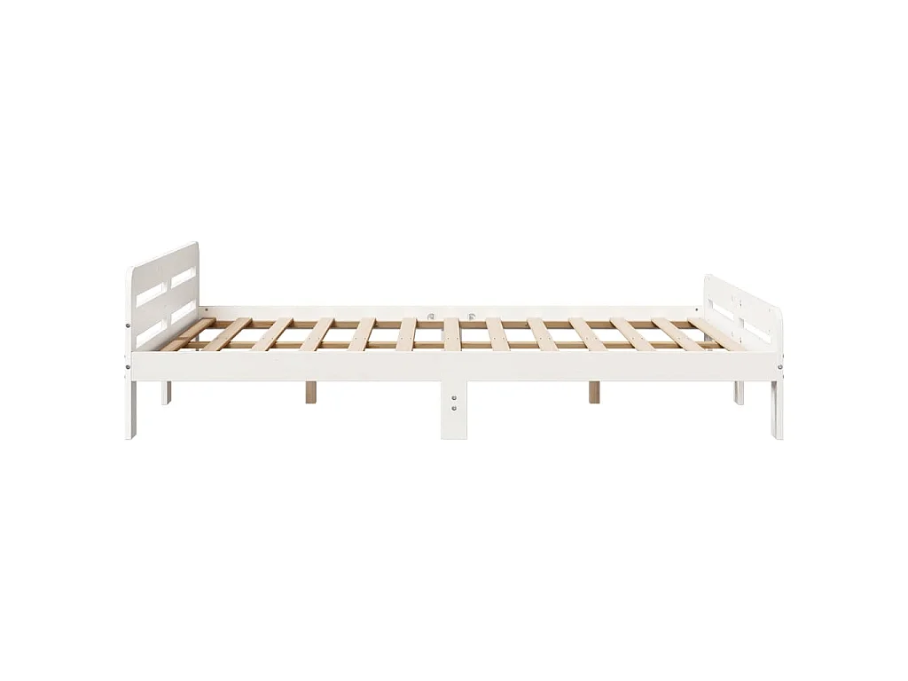 Bedframe zonder matras massief grenenhout wit 150x200 cm