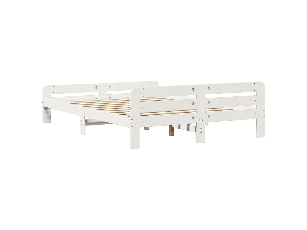 Bedframe zonder matras massief grenenhout wit 150x200 cm