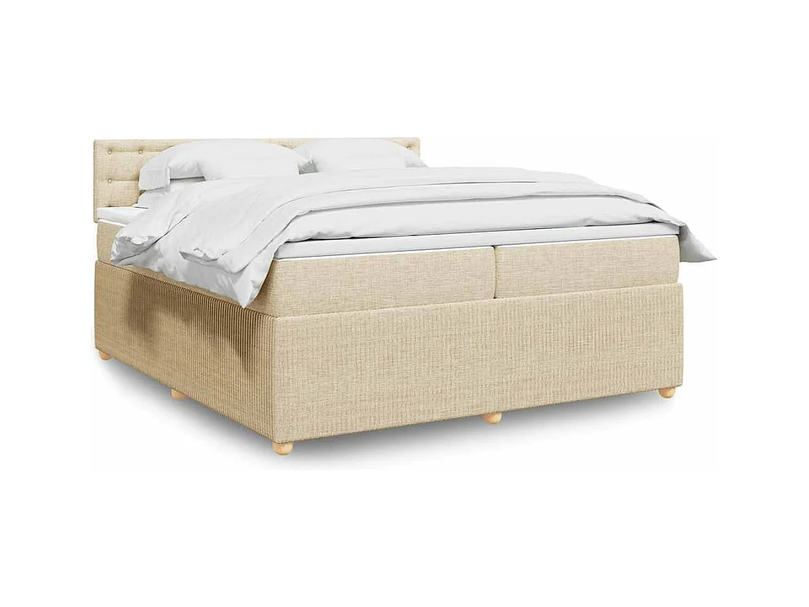Sommier à lattes de lit avec matelas Crème 200x200 cm Tissu