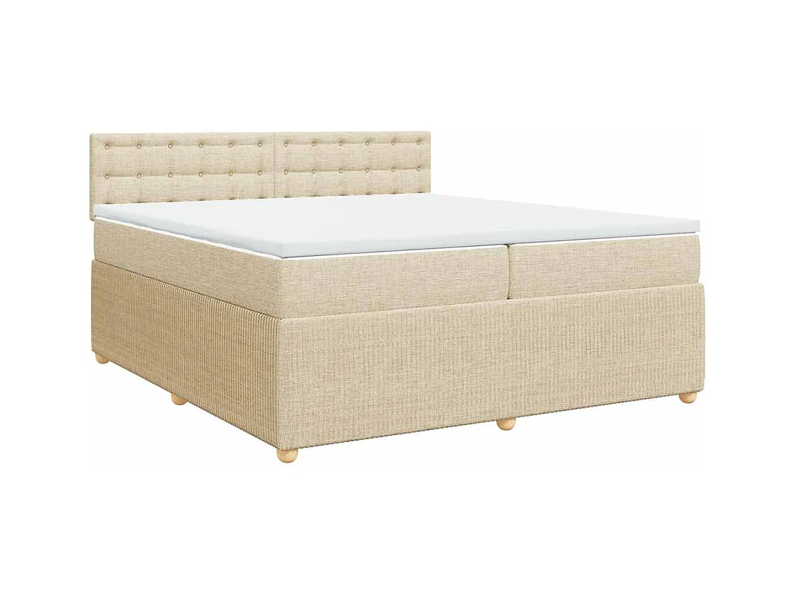Sommier à lattes de lit avec matelas Crème 200x200 cm Tissu