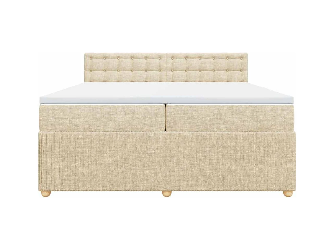 Sommier à lattes de lit avec matelas Crème 200x200 cm Tissu
