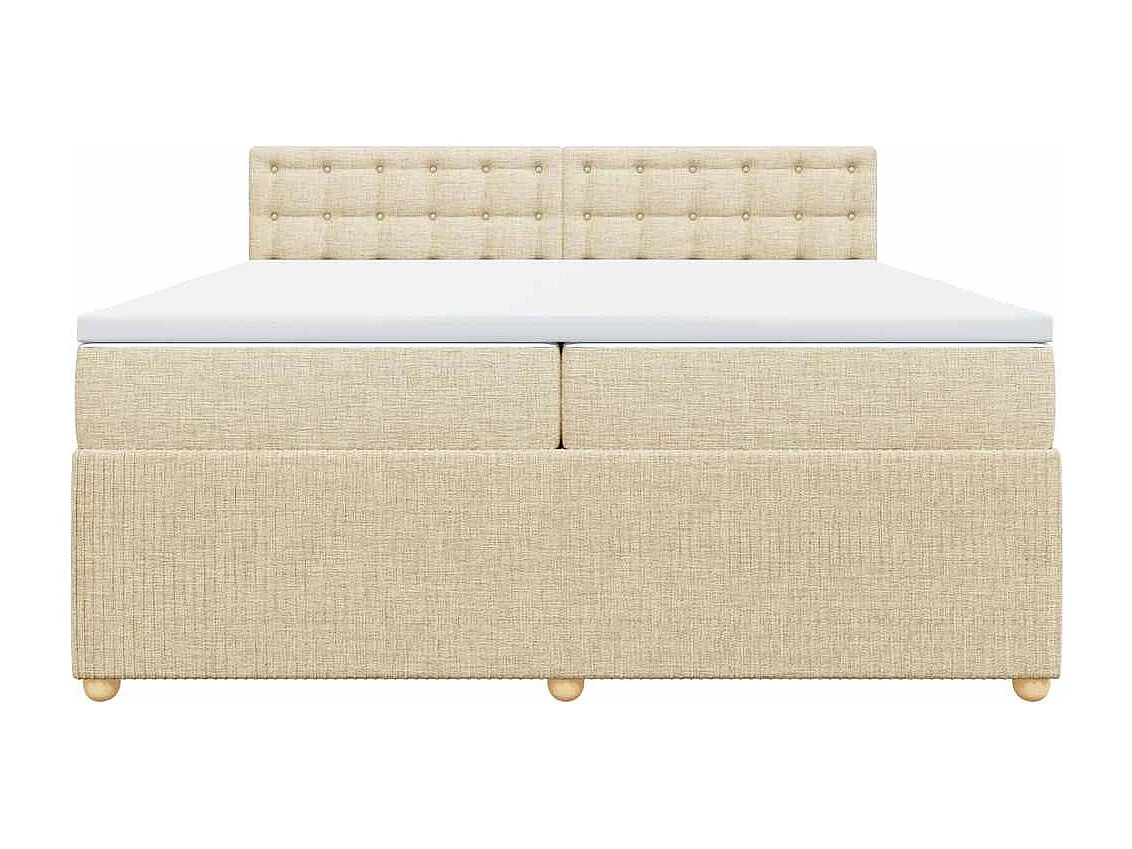 Boxspring met matras stof crèmekleurig 200x200 cm