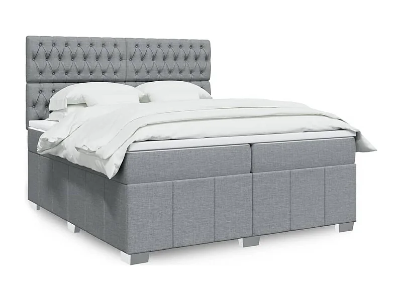 Boxspringbett mit Matratze Hellgrau 200x200 cm Stoff