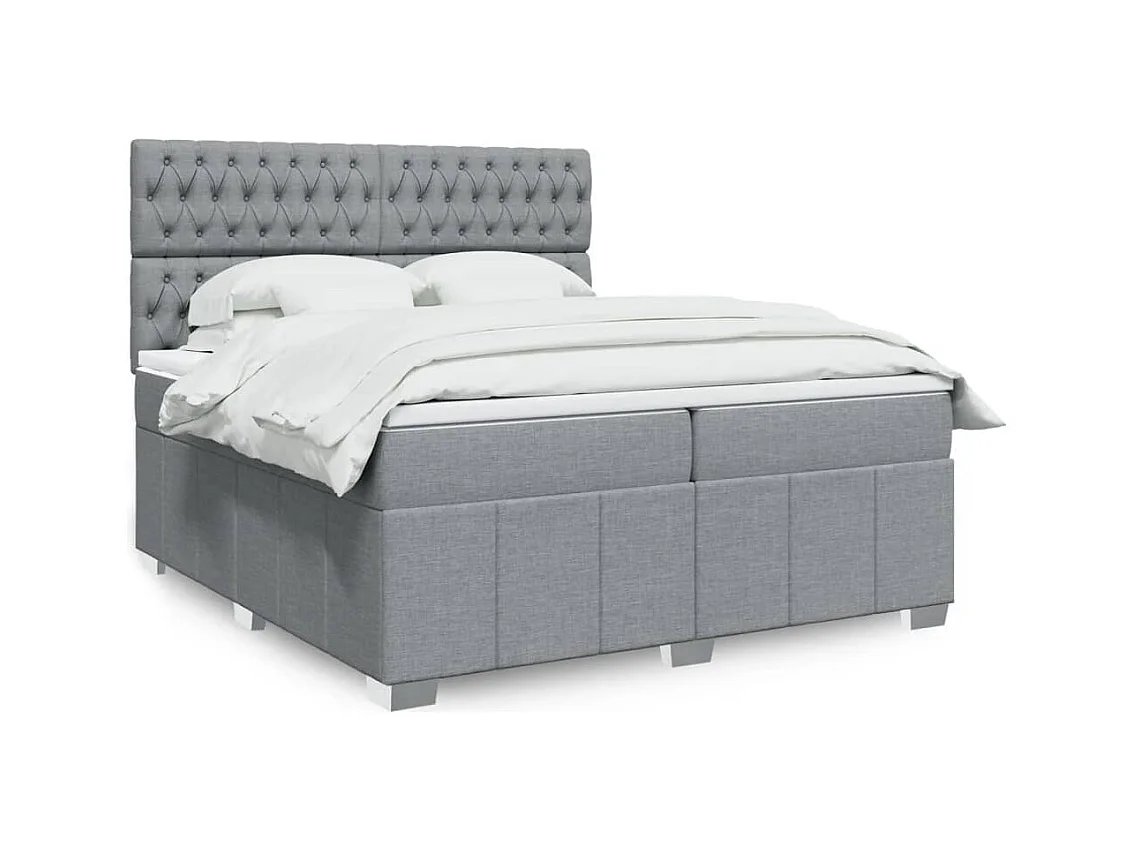 Boxspringbett mit Matratze Hellgrau 200x200 cm Stoff