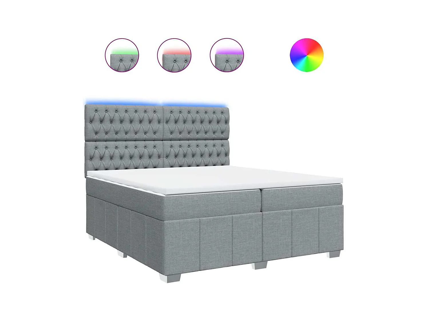 Boxspringbett mit Matratze Hellgrau 200x200 cm Stoff